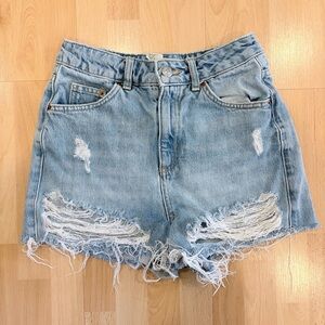 Topshop | Moto Mom high-rise distressed denim shorts